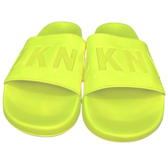 DKNY ZINNA NEON VOLT YELLOW FOAM SLIDES, WOMENS SIZE 8 - Picture 1 of 10